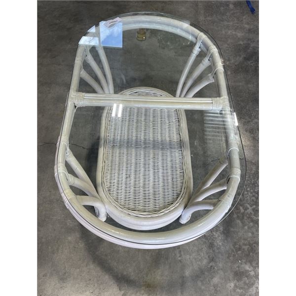 RATTAN GLASS TOP COFFEE TABLE