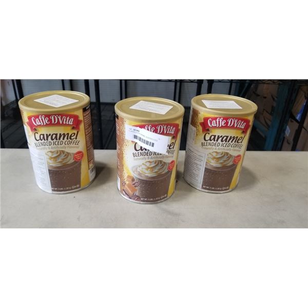 3 CAFFE D'VITA CARAMEL BLEEDED ICED COFFEE MIX (1,361 G EACH) BB - 2025
