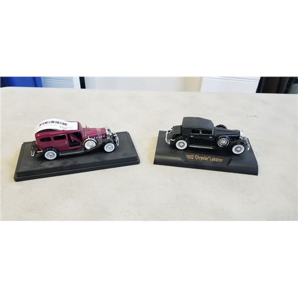 2 MODEL CARS - 1932 CADILLAC 4-DR HARD TOP AND CHRYSLER LEBARON