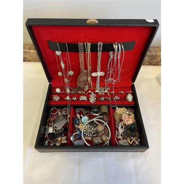 JEWELRY CASE W/ LOTS OF MISC CONTENTS