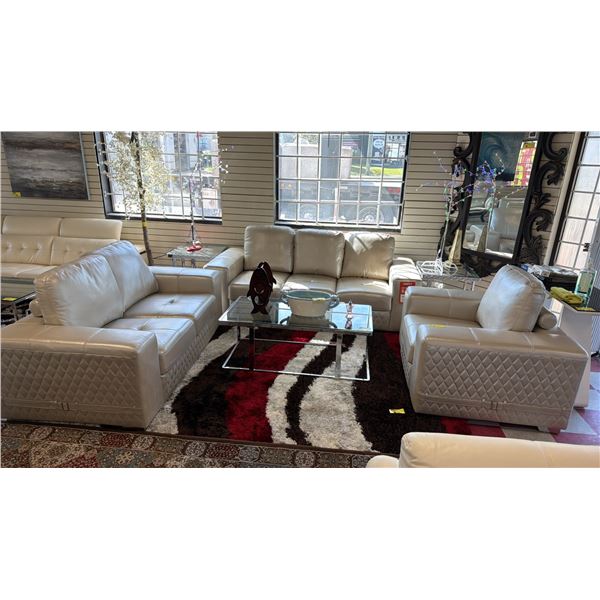 3-PC LEATHER SOFA SET INCLUDING; SOFA, LOVESEAT & LOUNGE CHAIR