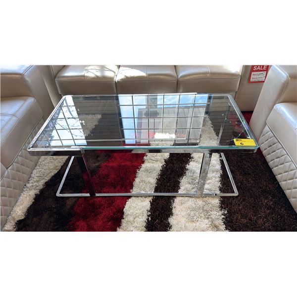 MODERN 3-PC METAL & GLASS TABLE SET; INCLUDING; COFFEE TABLE & (2) END TABLES