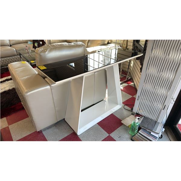 MODERN GLASS TOP HALL TABLE