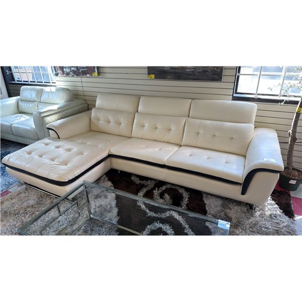 MODERN LEATHER TUFTED SOFA WITH CHAISE
