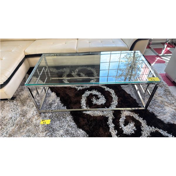 METAL & GLASS COFFEE TABLE & END TABLE