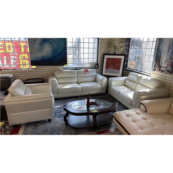 3-PC LEATHER SOFA SET INCLUDING; SOFA, LOVESEAT & LOUNGE CHAIR