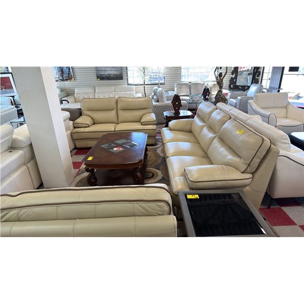 3-PC LEATHER SOFA SET INCLUDING; SOFA, LOVESEAT & LOUNGE CHAIR
