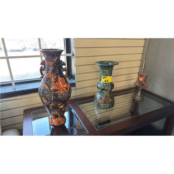 (2) MODERN VASES & CANDLE HOLDER