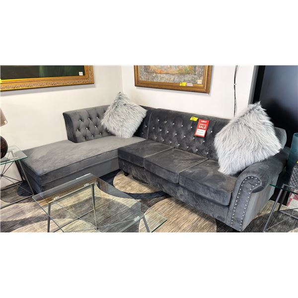 2-PC  TUFTED FABRIC SECTIONAL SOFA WITH CHAISE