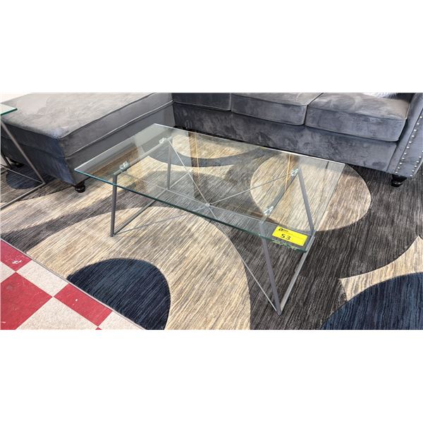 3-PC METAL & GLASS TABLE SET INCLUDING; COFFEE TABLE & (2) END TABLES