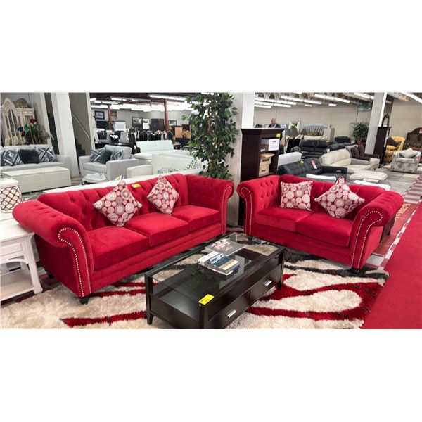 2-PC TUFTED FABRIC SOFA SET INCLUDING; SOFA & LOVESEAT