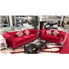 Image 1 : 2-PC TUFTED FABRIC SOFA SET INCLUDING; SOFA & LOVESEAT
