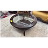 Image 2 : MODERN ROUND WOOD & IN-LAID GLASS TOP COFFEE TABLE