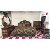 Image 1 : 5-PC BEDROOM SUITE INCLUDING; KING SIZE BED WITH MATTRESS, VANITY, HIGHBOY DRESSER,