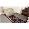 Image 6 : 6-PC BEDROOM SUITE INCLUDING; LEATHER QUEEN SIZE BED, VANITY, HIGHBOY DRESSER, (2) SIDE TABLES