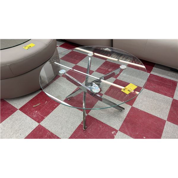 ROUND CHROME GLASS TOP END TABLE