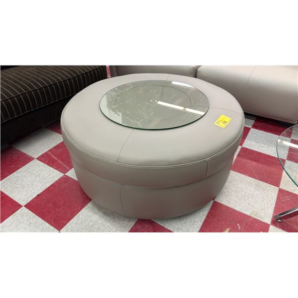 ROUND LEATHER OTTOMAN