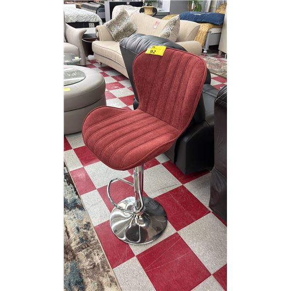 CHROME & FABRIC ADJUSTABLE HEIGHT BAR CHAIR