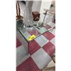 Image 2 : GLASS END TABLE WITH TABLE LAMP & DECOR CONTENTS