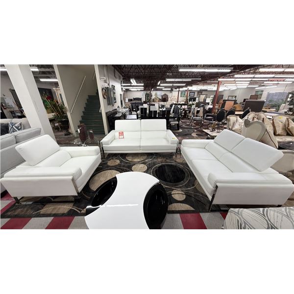 3-PC MODERN LEATHER SOFA SET INCLUDING; SOFA, LOVESEAT & LOUNGE CHAIR