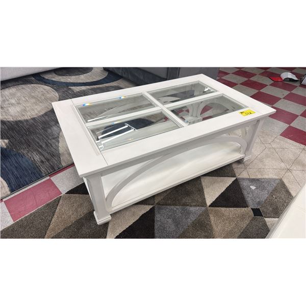 WOOD & IN-LAID GLASS TOP COFFEE TABLE