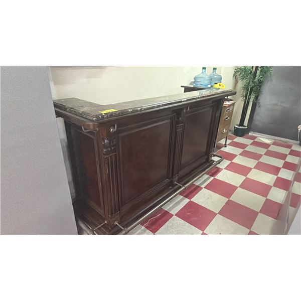 WOOD & GRANITE TOP BAR CABINET