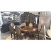 Image 1 : 9-PC DINING SET INCLUDING; DINING TABLE & 6 CHAIRS WITH GLASS FRONT BUFFET & HUTCH & TABLE DECOR