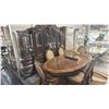 Image 2 : 9-PC DINING SET INCLUDING; DINING TABLE & 6 CHAIRS WITH GLASS FRONT BUFFET & HUTCH & TABLE DECOR