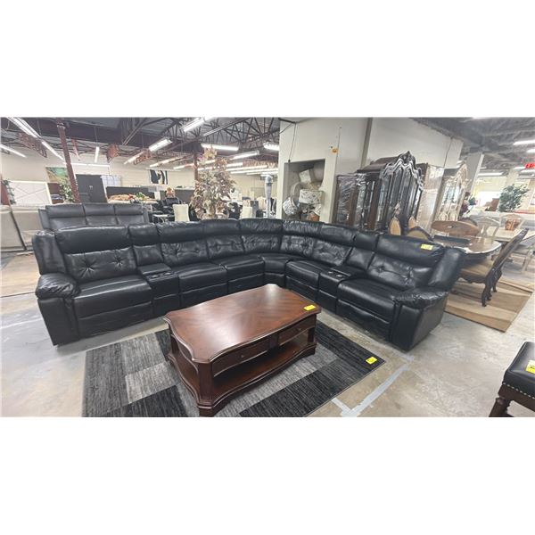 8-PC LEATHER SECTIONAL SOFA WITH CUPHOLDERS