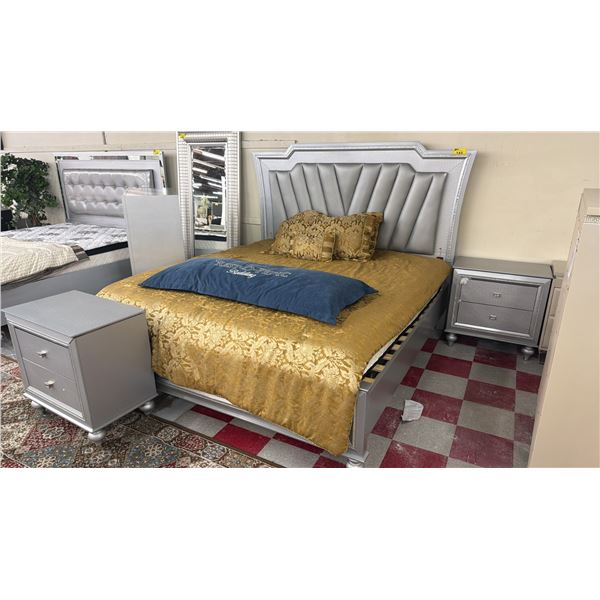 3-PC BEDROOM SUITE INCLUDING; QUEEN SIZE BED FRAME WITH EURO DELUXE MATTRESS & (2) SIDE TABLES