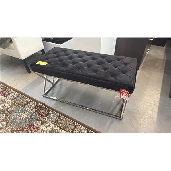 MODERN CHROME BASE TUFTED FABRIC BENCH
