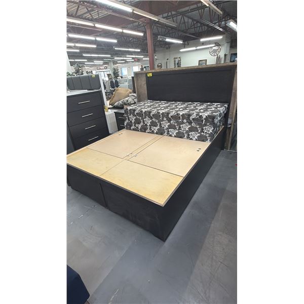 MODERN QUEEN SIZE BED WITH FOLD-OUT MATTRESS & UNDER MATTRESS STORAGE