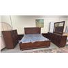 Image 1 : 5-PC BEDROOM SUITE INCLUDING; QUEEN SIZE BED WITH MATTRESS, DRESSER WITH MIRROR, HIGHBOY DRESSER &