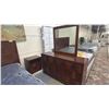 Image 2 : 5-PC BEDROOM SUITE INCLUDING; QUEEN SIZE BED WITH MATTRESS, DRESSER WITH MIRROR, HIGHBOY DRESSER &