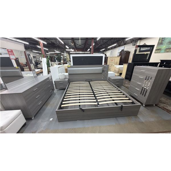 5-PC BEDROOM SUITE INCLUDING; QUEEN SIZE BED, DRESSER WITH MIRROR, HIGHBOY DRESSER & (2) NIGHT