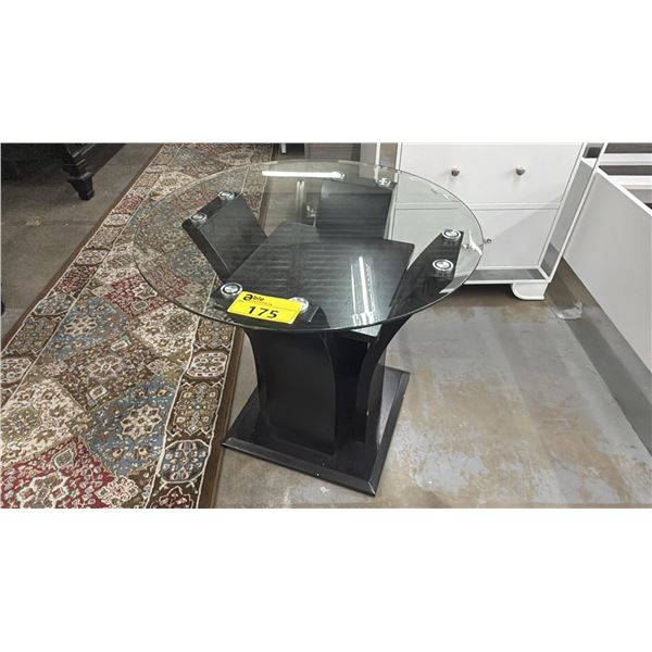 MODERN ROUND GLASS TOP SIDE TABLE