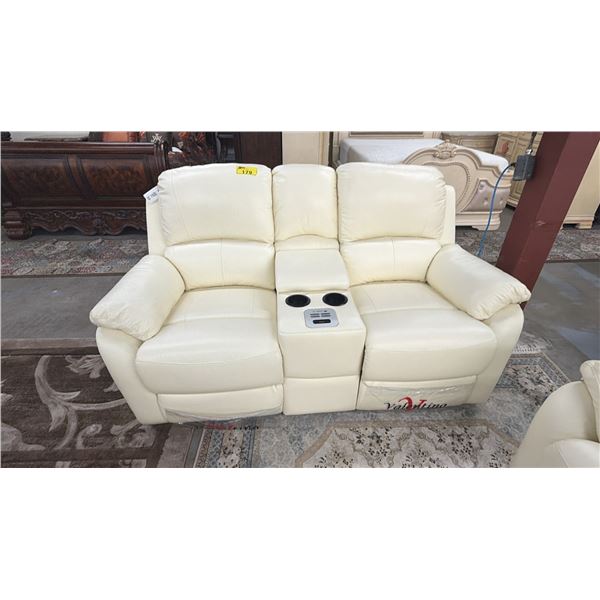 LEATHER ELECTRIC RECLINER WITH CUPHOLDERS & STORAGE