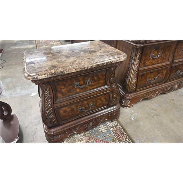 PAIR OF GRANITE TOP NIGHT STANDS