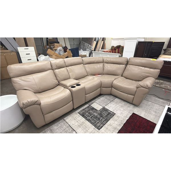 5-PC LEATHER SECTIONAL SOFA WITH ELECTRIC RECLINING END CHAIRS & CUPHOLDERS