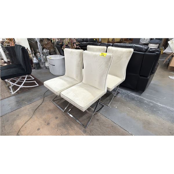 SET OF 4 CHROME BASE FABRIC DINING CHAIRS