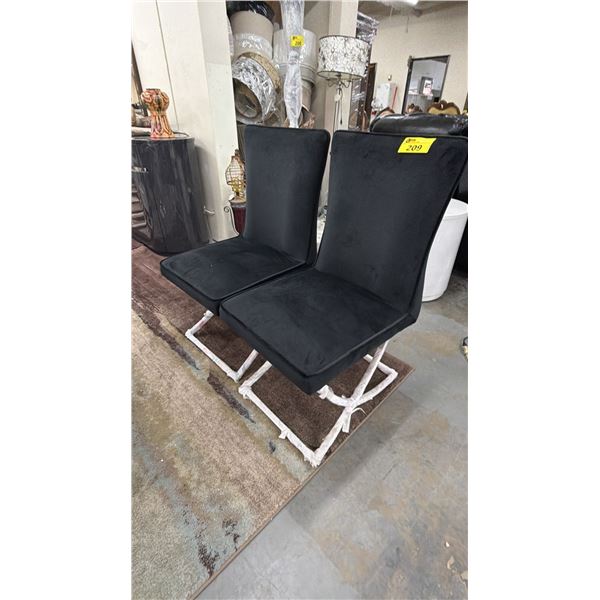 PAIR OF BLACK FABRIC DINING CHAIRS