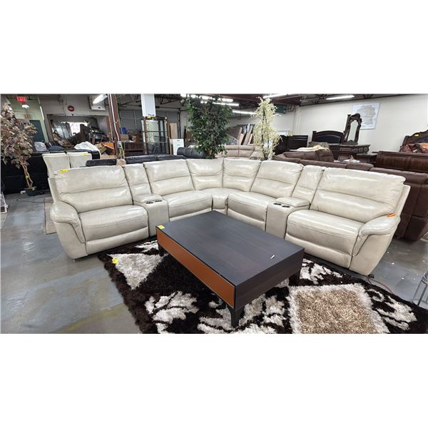7-PC LEATHER ELECTRIC RECLINING SECTIONAL SOFA WITH CUPHOLDERS & STORAGE