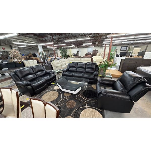 3-PC LEATHER ELECTRIC RECLINING SOFA SET INCLUDING; SOFA, LOVESEAT & LOUNGE CHAIR