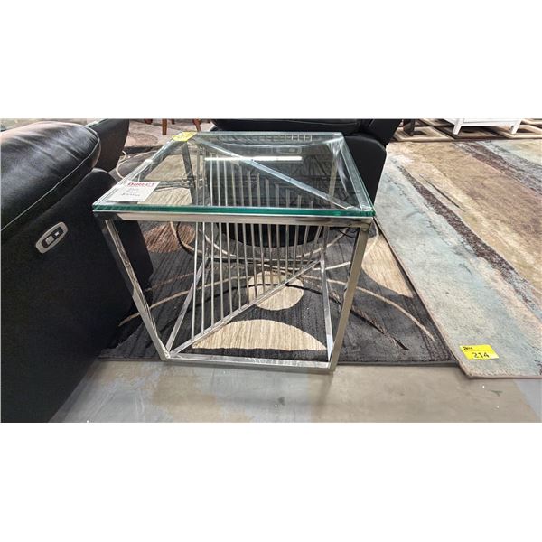 MODERN GLASS TOP SIDE TABLE