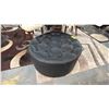 Image 1 : ROUND TUFTED LEATHER STORAGE OTTOMAN WITH 4 PIE CHAIR CONTENTS
