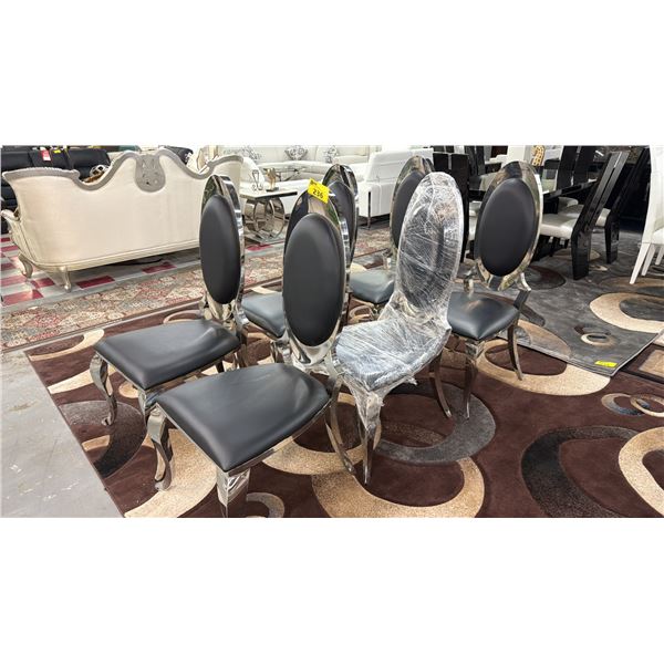 SET OF 6 CHROME & LEATHER DINING CHAIRS