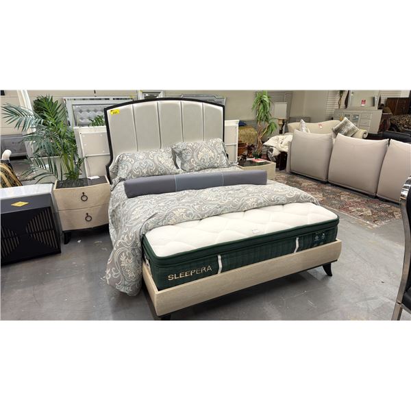 3-PC BEDROOM SUITE INCLUDING; QUEEN SIZE BED WITH SLEEPERA MATTRESS & BEDDING & (2) NIGHT STANDS