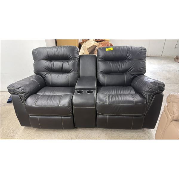 LEATHER RECLINING THEATER STYLE CHAIRS WITH CUPHOLDERS & STORAGE