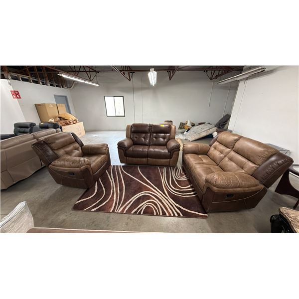 3-PC RECLINING FABRIC SOFA SET INCLUDING; SOFA, LOVESEAT & CHAIR