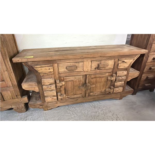 ORNATE STAINED WOOD HALL TABLE
